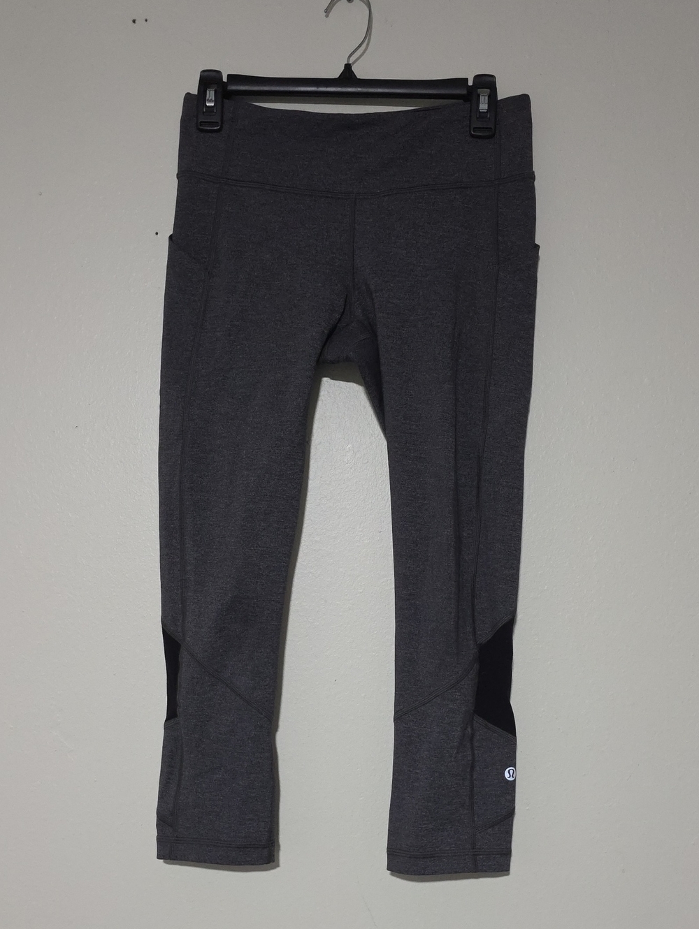 lululemon athletica Dark Gray Capri Leggings with Black Panels